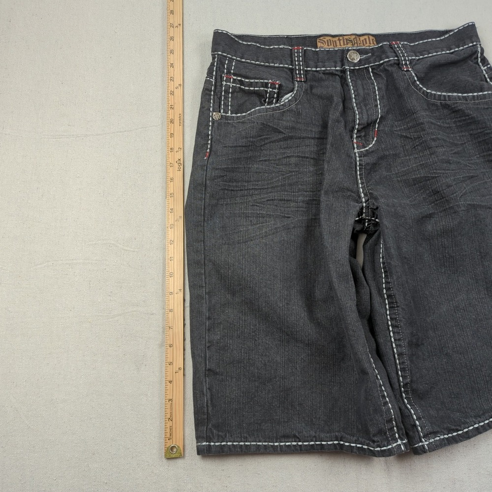 Vintage Southpole Shorts Mens 38 Black Denim Baggy Skater Embroidered - Picture 6 of 12